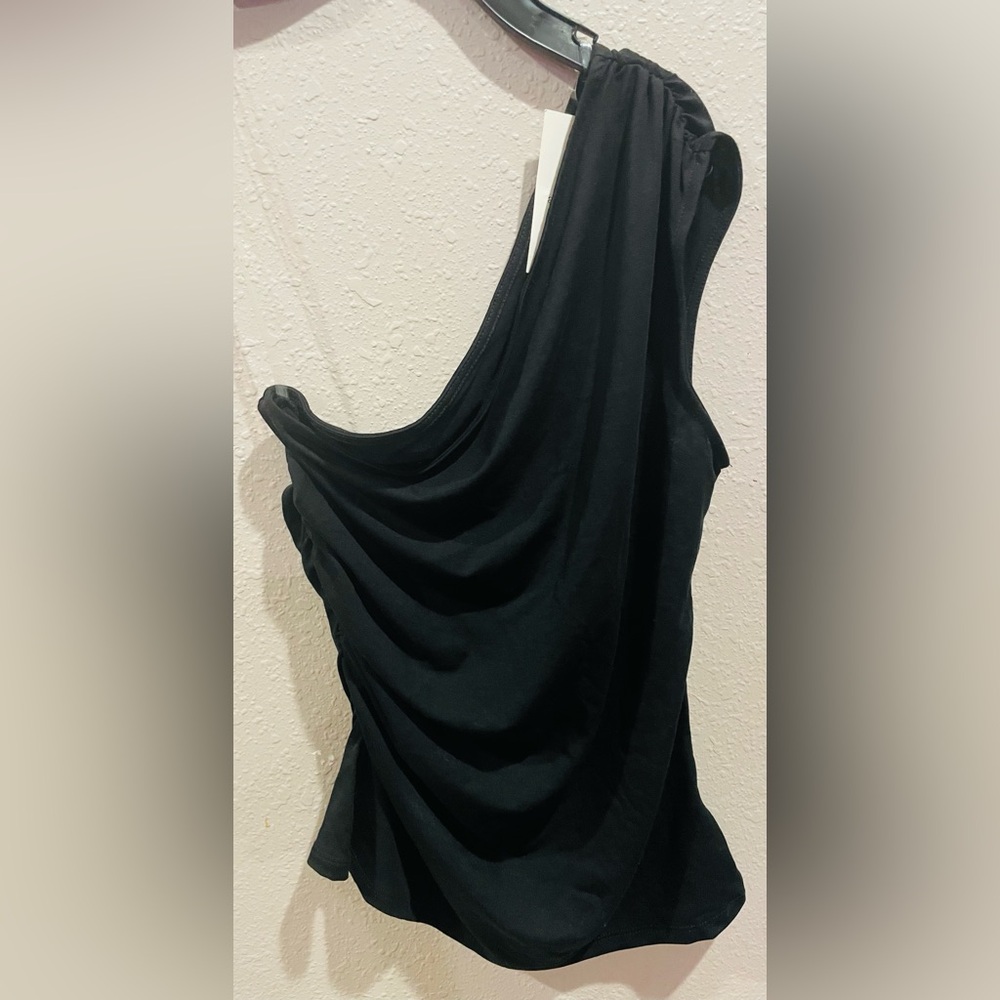 a new day One-Shoulder Black Draped Tank Dress
